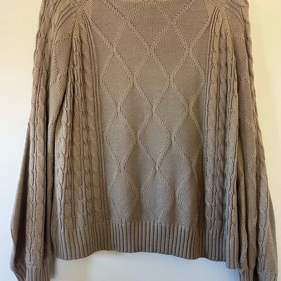Women's Cable Knit Sweater - Tan - Picture 3 of 3